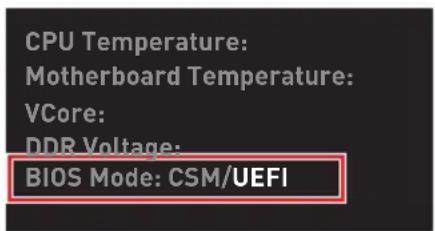 MSI MPG B550 GAMING PLUS - Comment vérifier le mode BIOS ? - 1