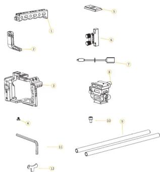 Exploded view diagram of mechanical components with numbered parts for identification