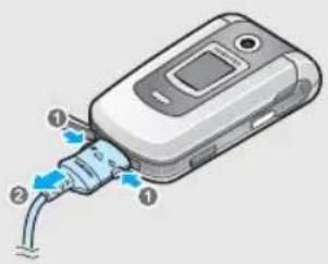 SAMSUNG SGH-Z300 - Fjern opladeren fra telefonen. - 1