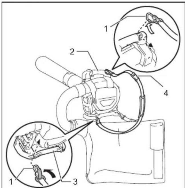 Technical diagram of a mechanical device with numbered components and instructional annotations in Chinese
