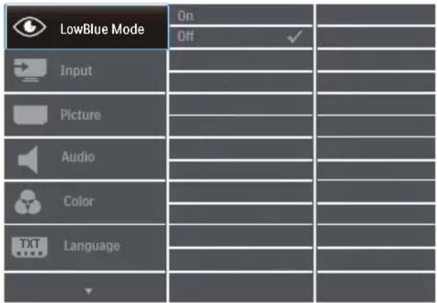LowBlue Mode On Off Input Picture Audio Color Language TXT