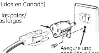 tidos en Canadá) las patas/ las largas Asegure una capexión a tierra