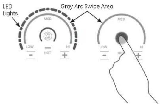 LED Lights Gray Arc Swipe Area MED LOW - HOT HI MED LOW - HOT HI