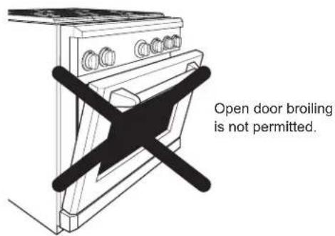 Open door broiling is not permitted.