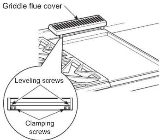 Griddle flue cover Leveling screws Clamping screws