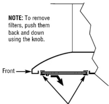 NOTE: To remove filters, push them back and down using the knob. Front