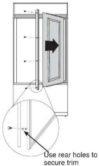 Use rear holes to secure trim