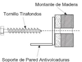 Montante de Madera Tornillo Tirafondos Soporte de Pared Antivolcaduras