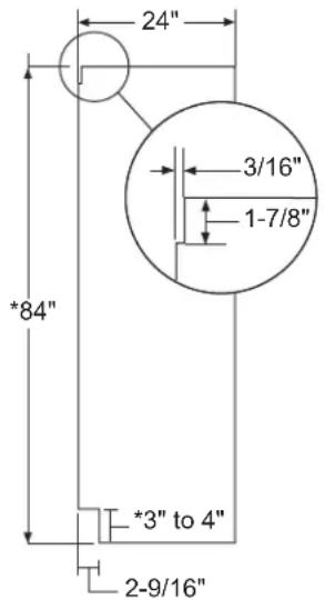 Réfrigérateur 23 7/8" depuis l'arrière du réfrigérateur Garniture de caisson 1/4" 1/2" 3/4" 1" 1-1/4" 1-1/2" 1-3/4" 2" 2-1/4" 2-3/4" 3" Armoires sans cadre : La garniture de caisson chevauche les armoires dans le haut et les côtés. Par conséquent, les armoires sans cadre peuvent nécessiter des fourrures pour ne pas gêner l'ouverture de la porte d'armoire. L'ouverture doit permettre la pose de fourrures. Porte Acier inoxyable Panneau de recouvrement 3/4" (dim. nominale) Vue de dessus OUVERTURE DE PORTE À 130° Échelle 1:1