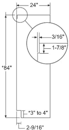 Réfrigérateur 23 7/8" depuis l'arrière du réfrigérateur Garniture de caisson 1/4" 1/2" 3/4" 1" 1-1/4" 1-1/2" 1-3/4" 2" 2-1/4" 2-3/4" 3" Armoires sans cadre : La garniture de caisson chevauche les armoires dans le haut et les côtés. Par conséquent, les armoires sans cadre peuvent nécessiter des fourrures pour ne pas gêner l'ouverture de la porte d'armoire. L'ouverture doit permettre la pose de fourrures. Porte Acier inoxyosible Panneau de recouvrement 3/4" (dim. nominale) Vue de dessus OUVERTURE DE PORTE À 130° Échelle 1:1