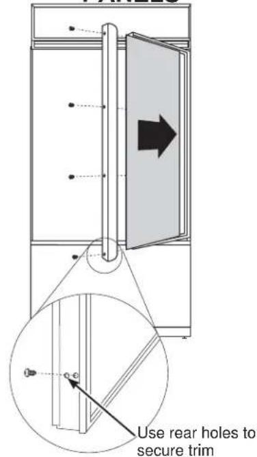 Use rear holes to secure trim
