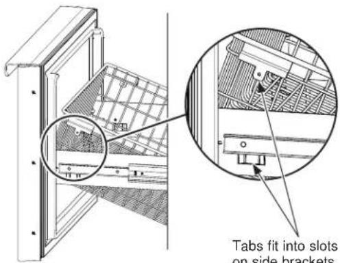 Tabs fit into slots on side brackets