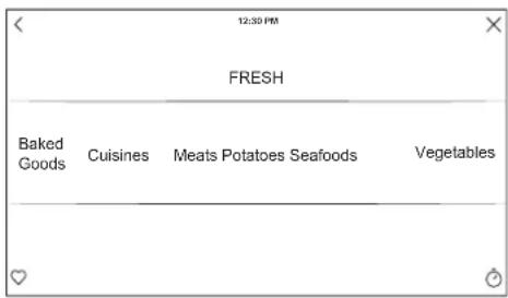 12:30 PM FRESH Baked Goods Cuisines Meats Potatoes Seafoods Vegetables