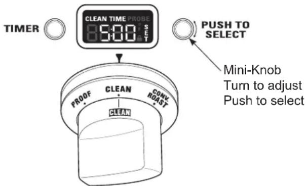 TIMER CLEAN TIME PROBE 8:00 SET PUSH TO SELECT PROOF CLEAN CONV. CLEAN ROAST Multi-Knob Turn to adjust Push to select