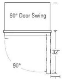 90° Door Swing 90° 32°