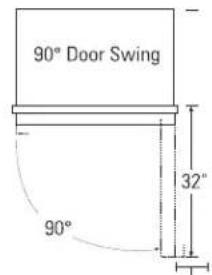 90° Door Swing 90° 32°