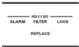 ALARM HOLD 3 SEC LOCK FILTER REPLACE