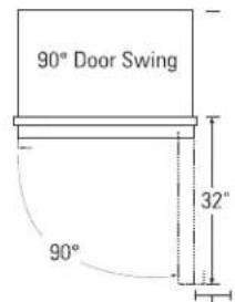 90° Door Swing 90° 32°