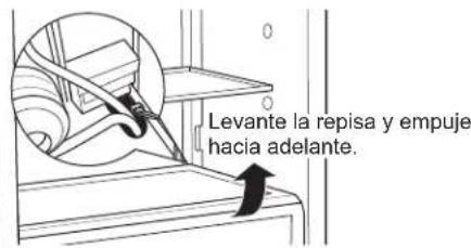 Levante la repisa y empuje hacia adelante.