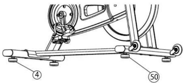 Technical diagram of a stationary exercise machine with labeled components and parts numbered 4 and 50