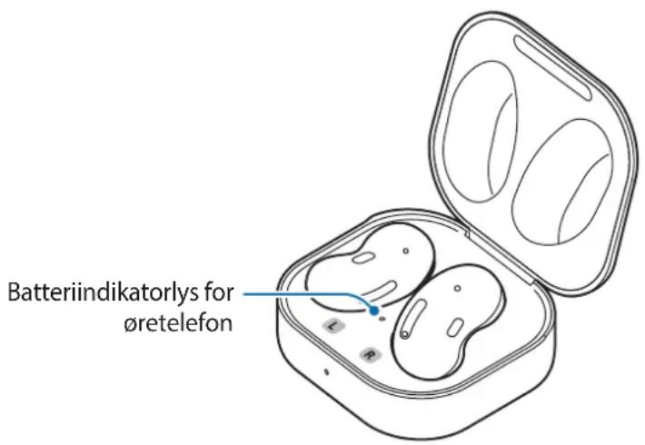 Batteriindikatorlys for øretefon