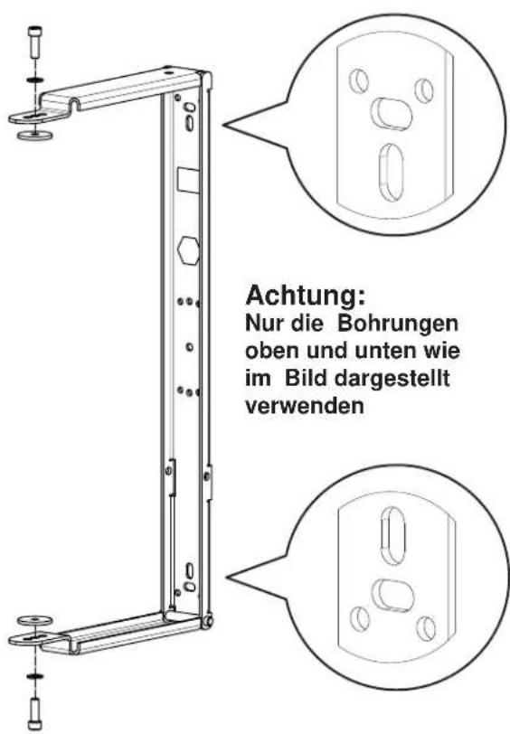 Achtung: Nur die Bohrungen oben und unten wie im Bild dargestellt verwenden