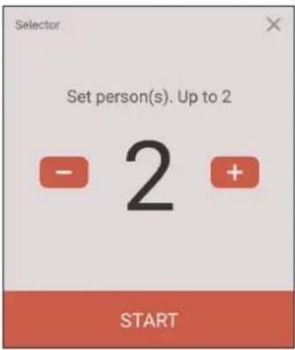 Set person(s). Up to 2 - 2 + START
