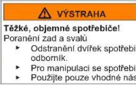 VÝSTRAHA Těžké, objemné spotřebiče! Poranění zad a svalů ► Odstranění dvířek spotřebiče odborník. ► Pro manipulaci se spotřebiče ► Použijte pouze vhodně nás