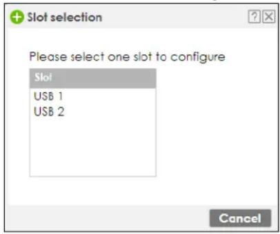 Slot selection Please select one slot to configure Slot USB 1 USB 2 Cancel