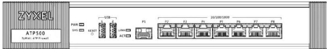 ZYXEL ATP500 ZYXEL: ATP Firewall PWR SYS RESET USB LINK ACT P1 P2 F3 P4 P5 P6 P7 P8 16/100/1000