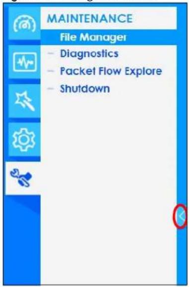 MAINTENANCE File Manager - Diagnostics - Packet Flow Explore - Shutdown