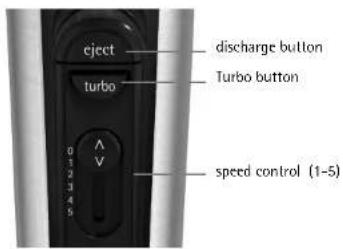 cject discharge button turbo button 0 1 2 3 4 5 V speed control (1-5)