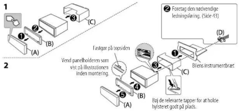 JVC KD-DB622BT - Installation af enheden (uden monteringshylster) - 3