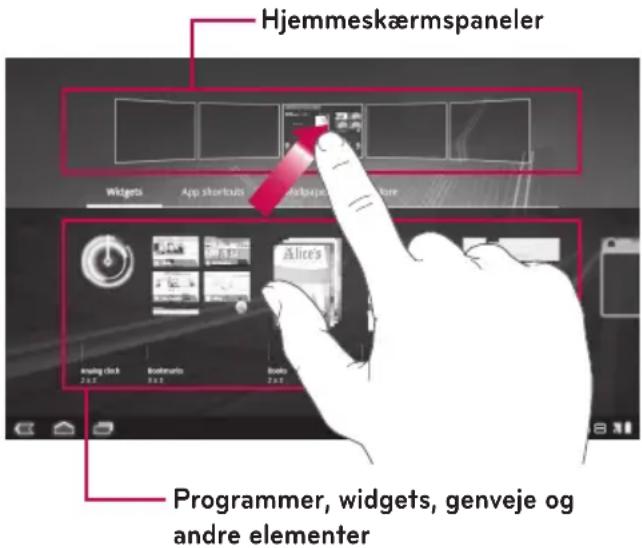 LG Optimus Pad - Tilføjelse af widgets til hjemmeskærmen - 1