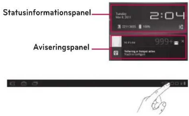 Statusinformationspanel Tuesday Mar 8, 2011 2:04 22/11 3655 100% Aviseringspanel 999+