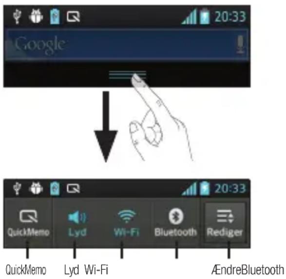Google 20:33 QuickMemo Lyd Wi-Fi Wi-Fi Bluetooth Rediger 20:33 AEndreBluetooth