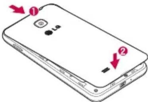 LG Optimus F5 - Installation af Micro-USIM-kortet og batteriet - 3