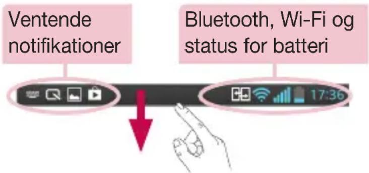 Ventende notifikationer Bluetooth, Wi-Fi og status for batteri 17:36