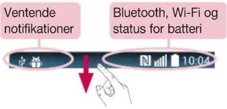 Ventende notifikationer Bluetooth, Wi-Fi og status for batteri 10:04