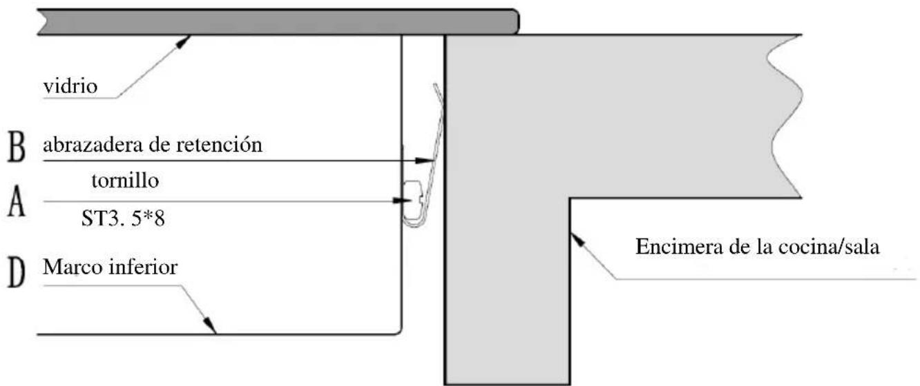 vidrio B abrazadera de retención A tornillo ST3. 5*8 D Marco inferior Encimera de la cocina/sala