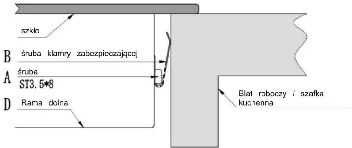 szkło śruba klamry zabezpieczającej śruba ST3. 5*8 Rama dolna B A D Blat roboczy / szafka kuchenna