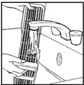 Line drawing of a hand holding a car intake manifold with a pipe bag attached (no text or symbols)