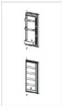 Technical line drawing of two views of a cabinet or shelf unit (no text or symbols)