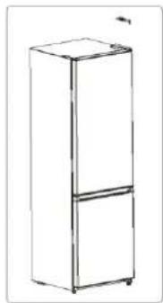 Line drawing of a refrigerator with two doors (no text or symbols)