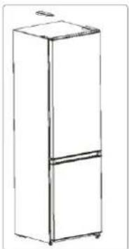 Line drawing of a two-tier refrigerator with lid and frontrest (no text or symbols)