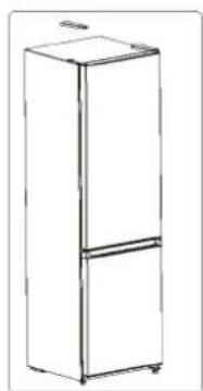 Line drawing of a two-tier refrigerator with top panel and front panel (no text or symbols)