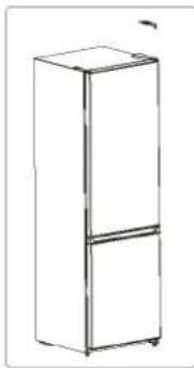 Line drawing of a refrigerator with two doors, no text or symbols present