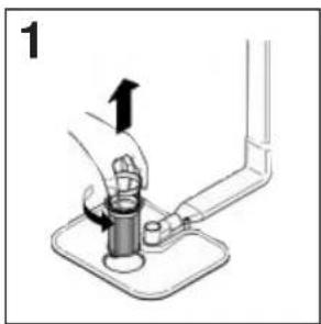 Illustration of a hand operating a mechanical device with an upward arrow (no text or symbols)