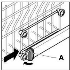Mechanical linkage diagram showing a lever system with labeled component A (no text or symbols present)