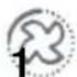 Five simple electrical symbols: one with a minus sign, one with a minus sign, one with a positive sign, one with a minus sign, and one with a circle.